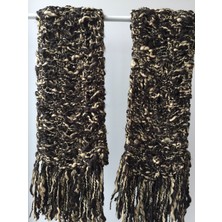 Mora Knit El Örgüsü Yünlü  Sütlü Kahve Atkı