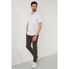 Buratti Düğmeli Yaka % 100 Pamuk Slim Fit Cepli Gömlek Erkek GÖMLEK CF21S111153