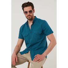Buratti Düğmeli Yaka Pamuklu Slim Fit Cepli Gömlek Erkek GÖMLEK CF21S111153