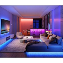 Glow LED Animasyonlu Tak Çalıştır Kumandalı Trafolu Rgb Şerit Işık Aydınlatma 5 Metre