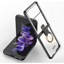 Dexmon Samsung Galaxy Z Flip 3 Kılıf Yüzüklü Metal Görünümlü Katlanabilen Ultra Zarif Ringo Case