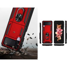 Dexmon Samsung Galaxy Z Flip 3 Kılıf Standlı Manyetik Yüzük Tam Korumalı Armor Case