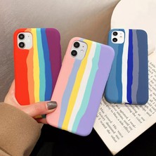 Casen Apple iPhone 11 Pro Max Uyumlu Pembe Rainbow Desenli Içi Kafide Aa Kalite Kılıf