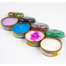 Rumi Candle Metal Kutu Kokulu Mum Soya Wax Vegan Doğal Lüx Hediyelik Mandala Serisi No:8