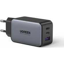 Ugreen 65W USB Type-C QC 4.0 PD 3.0 GanX 3 Portlu Hızlı Şarj Cihazı Space Gray