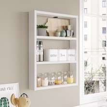 Robin Home Marla 3'lü Duvar Rafı Mutfak Banyo Rafı Beyaz Ma1-W