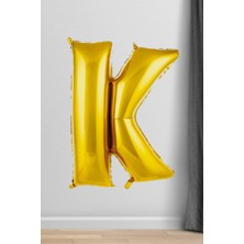 Pekshop K Harfi Folyo Balon Gold 100 cm 40 Inç 1 Metre Altın