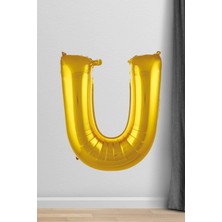 Pekshop U Harfi Folyo Balon Gold 100 cm 40 Inç 1 Metre Altın