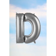 Pekshop D Harfi Gümüş Folyo Balon 100 cm 40 Inç 1 Metre Silver