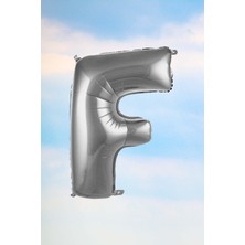 Pekshop F Harfi Gümüş Folyo Balon 100 cm 40 Inç 1 Metre Silver