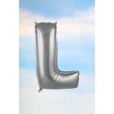 Pekshop L Harfi Gümüş Folyo Balon 100 cm 40 Inç 1 Metre Silver