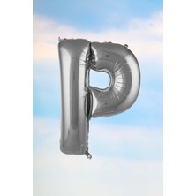 Pekshop P Harfi Gümüş Folyo Balon 100 cm 40 Inç 1 Metre Silver