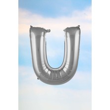 Pekshop U Harfi Gümüş Folyo Balon 100 cm 40 Inç 1 Metre Silver