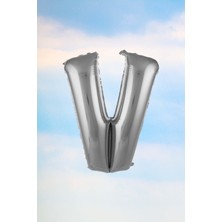 Pekshop V Harfi Gümüş Folyo Balon 100 cm 40 Inç 1 Metre Silver
