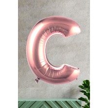 Pekshop C Harfi Rose Gold Folyo Balon 100 cm 40 Inç 1 Metre Baş Harf Balon