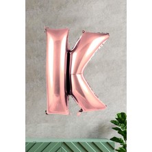 Pekshop K Harfi Rose Gold Folyo Balon 100 cm 40 Inç 1 Metre Baş Harf Balon