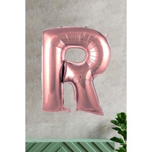 Pekshop R Harfi Rose Gold Folyo Balon 100 cm 40 Inç 1 Metre Baş Harf Balon