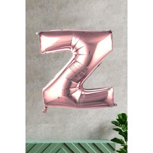 Pekshop Z Harfi Rose Gold Folyo Balon 100 cm 40 Inç 1 Metre Baş Harf Balon