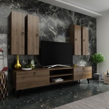 Myniture Ideal Tv Ünitesi + Duvar Raf ve Duvar Dolaplı Q7021-2 Ceviz