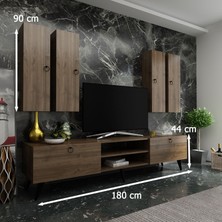 Myniture Ideal Tv Ünitesi + Duvar Raf ve Duvar Dolaplı Q7021-2 Ceviz