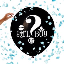 Süsle Bebek ve Parti Mavi Balon Konfetili, Cinsiyet Belirleme Balonu - 45 cm