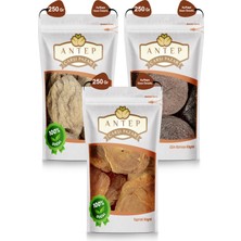 Antep Çarşı Pazar Yaprak Kayısı - Gün Kurusu Kayısı Jumbo Kabaaşı - Armut Incir | (3 Paket x 250 Gr.)