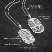 Takılingo 925 Ayar Gümüş Ayetel Kürsi Nazar Fatiha Nas Kafirun Sureleri Işlemeli Dua Kolye