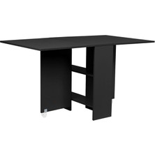 Hitit Dekorasyon Silvia Siyah Ahşap Katlanır Yemek Masası