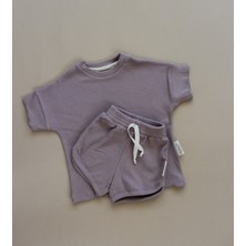 Le Miel Kids Ribana Kumaş Unisex Vizon Renk Tişört Şort Takım