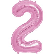 Bal10 Dünyası Folyo Balon 34 Inç  80 cm 2 Rakam Pembe