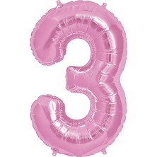 Bal10 Dünyası Folyo Balon 34 Inç  80 cm 3 Rakam Pembe