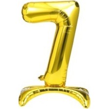 Bal10 Dünyası 7 Yaş Gold Renkli Ayaklı Folyo Balon Rakam 32 Inç 80 cm