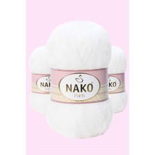 Nako 3 Adet Paris El Örgü Ipi Yünü Beyaz 208
