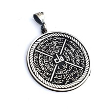 Takıhan İhlas Felak Nas Kafirun Sure Dualı 925 Ayar Gümüş Kolye Ucu