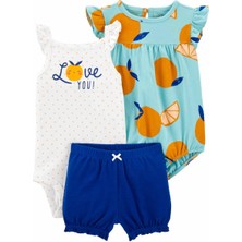 Carter's Kız Bebek Body Şort Set 3'lü Paket