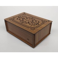 Cokleas Ahşap Ceviz Renk Çay - Takı – Saat – Yüzük – Kolye - Kol Düğmesi  Aksesuar Kutusu 9 Bölmeli Kapaklı Saklama Kabı Box