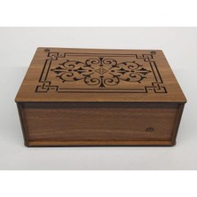 Cokleas Ahşap Ceviz Renk Çay - Takı – Saat – Yüzük – Kolye - Kol Düğmesi  Aksesuar Kutusu 9 Bölmeli Kapaklı Saklama Kabı Box
