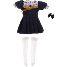 Tashow 20 cm Middie Blythe Bebek Kıyafet Aksesuarları Için Çiçek Yaka ve Manşet Elbise Koyu Mavi (Yurt Dışından)