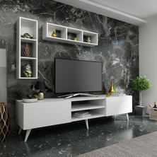 Myniture Ideal Tv Ünitesi + Duvar Rafı Q7005-1 Beyaz