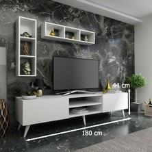 Myniture Ideal Tv Ünitesi + Duvar Rafı Q7005-1 Beyaz