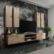 Myniture Ideal Tv Ünitesi + Duvar Raf ve Duvar Dolaplı Q7021-3 Çırağan