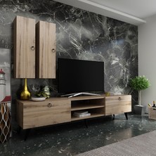 Myniture Ideal Tv Ünitesi + Duvar Raf ve Duvar Dolaplı Q7022-3 Çırağan