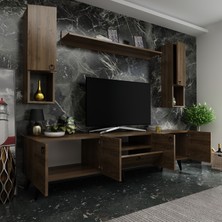 Myniture Ideal Tv Ünitesi + Duvar Raf ve Duvar Dolaplı Q7025-2 Ceviz