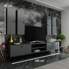 Myniture Ideal Tv Ünitesi + Duvar Raf ve Duvar Dolaplı Q7021-4 Antrasit