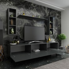 Myniture Ideal Tv Ünitesi + Duvar Rafı Q7008-4 Antrasit