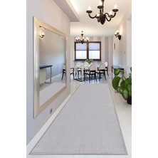 Valery Home Yıkanabilir Post Peluş Açık Gri Overloklu Yolluk