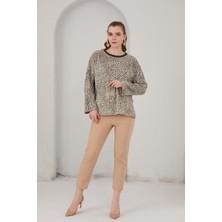 Alexander Gardi Alexandergardı Basik Leopar Desenli Polar Sweatshirt (B22-383A)