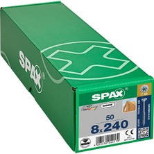 Spax Ahşap Konstrüksiyon Vidası 8 x 240 Mm 50 Adet Yarım Dişli Havşa Başlı Wırox Kaplama