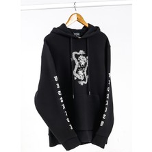 Jahr Marc Dragon Baskılı Siyah Oversize Kadın Sweatshirt