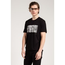 JAHR MARC Siyah Baskılı Basic Erkek T-shirt